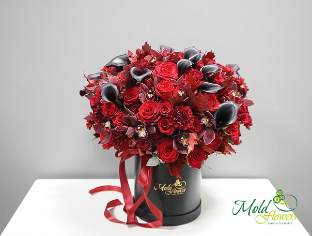 Black Box with Roses, Orchids, Carnations, and Lilies (made to order, 10 days) photo